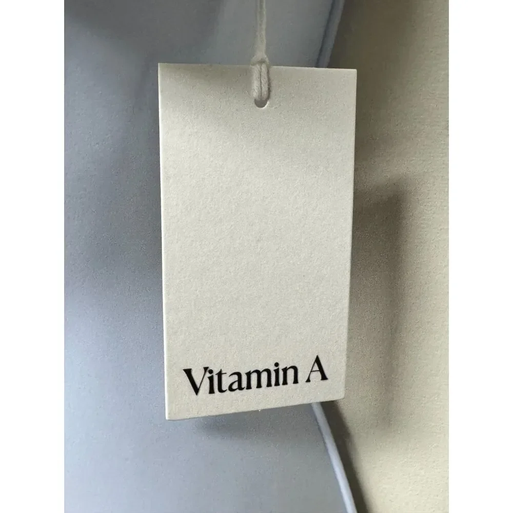 NWT - VITAMIN A Gia Triangle Top Cali High Leg Bottom Shell Stripe Eco Shimmer S